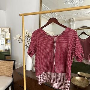 XS Madewell Silk Blouse Short Sleeve